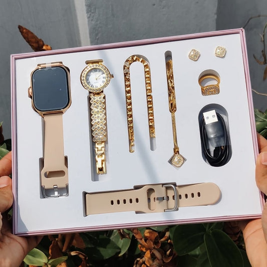 A58 Plus Smartwatch & Jewelry Gift Set – 2.02" Display + Bracelets + Necklace