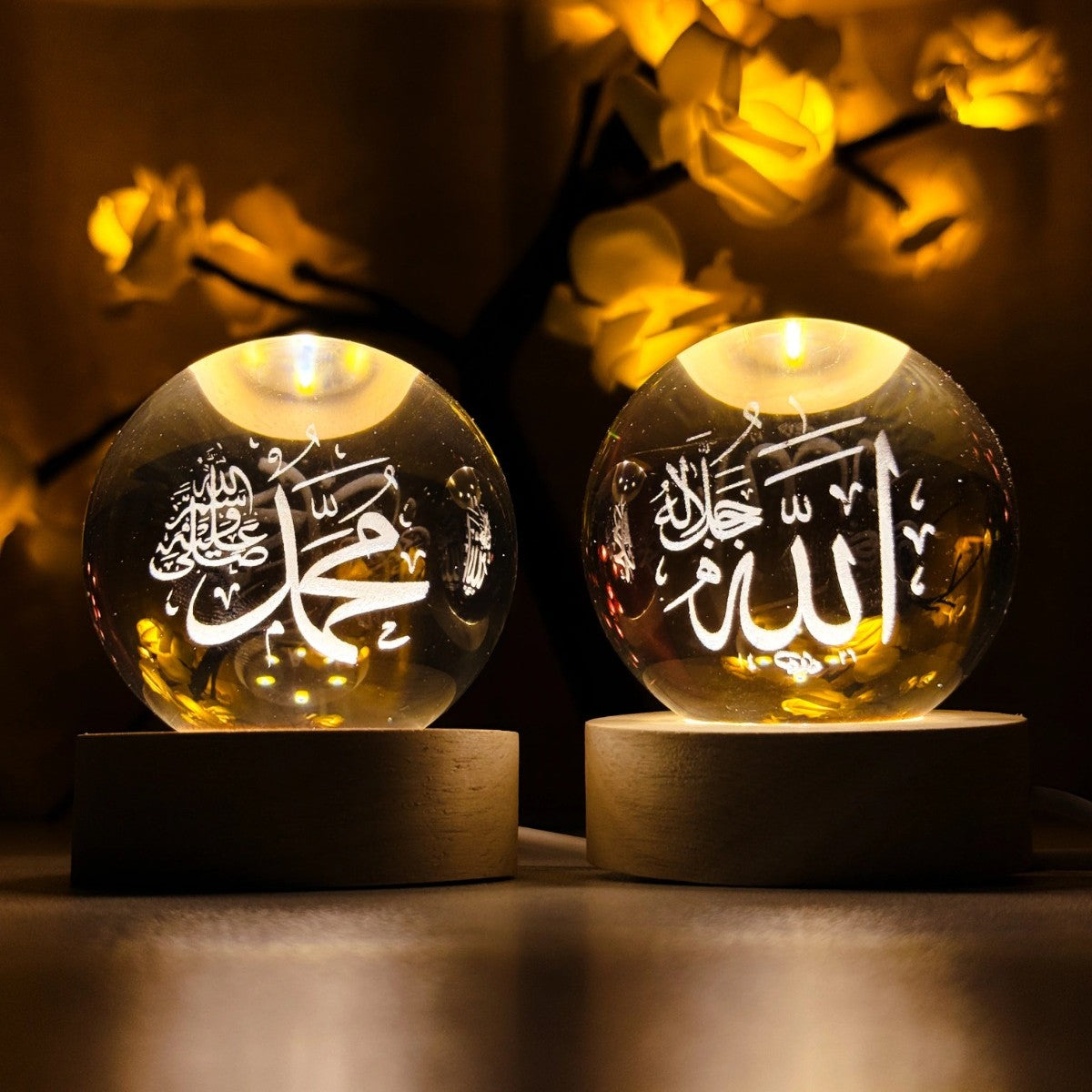 3D Crystal Lamp (2 Pc) – Allah & Muhammad