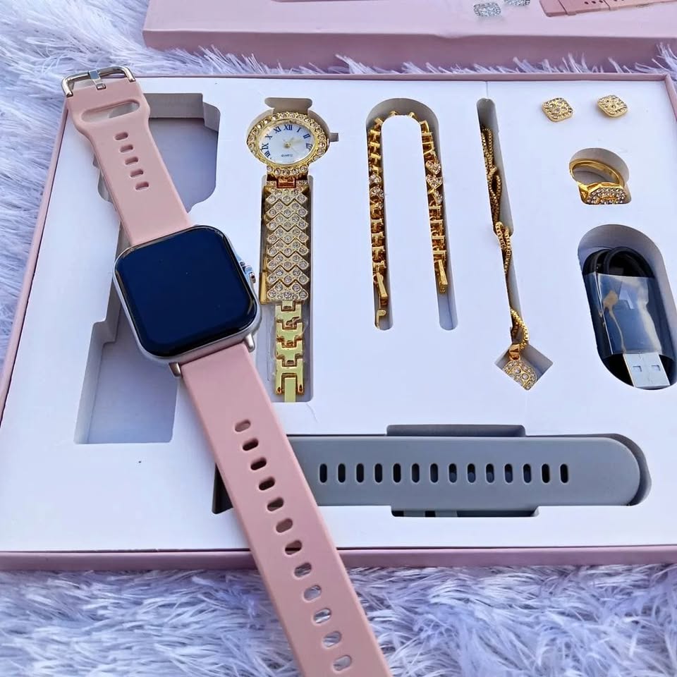 A58 Plus Smartwatch & Jewelry Gift Set – 2.02" Display + Bracelets + Necklace
